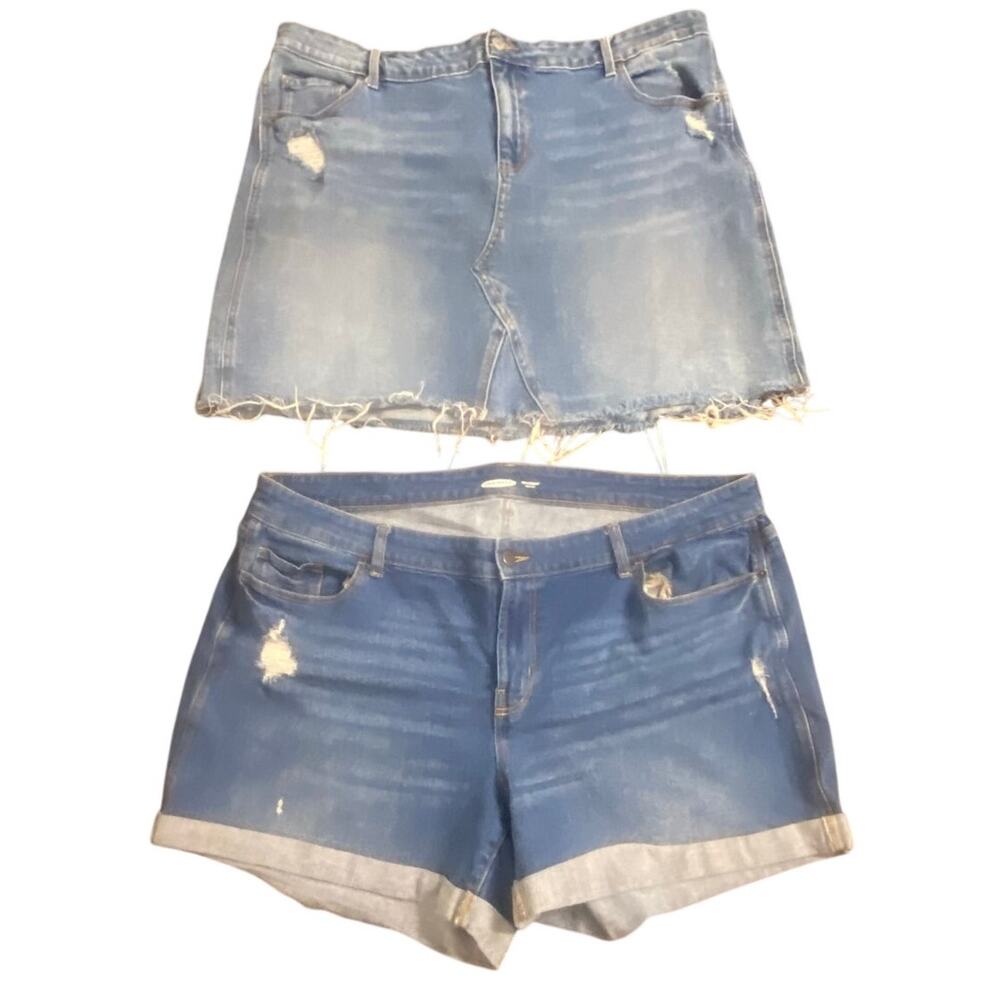 Old Navy Summer Bundle Denim Shorts + Raw Hem Mini Skirt Plus Sz 18 Basic Casual